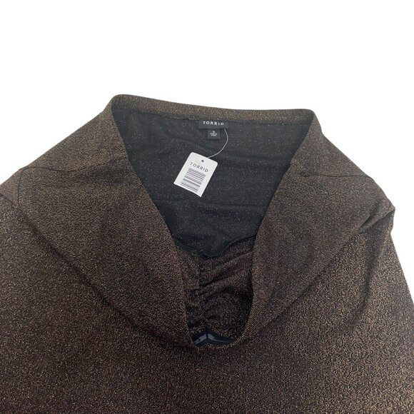 Torrid  Womens Strapless Ruched Top Size 2 Brown Metallic Sparkle - Picture 7 of 12